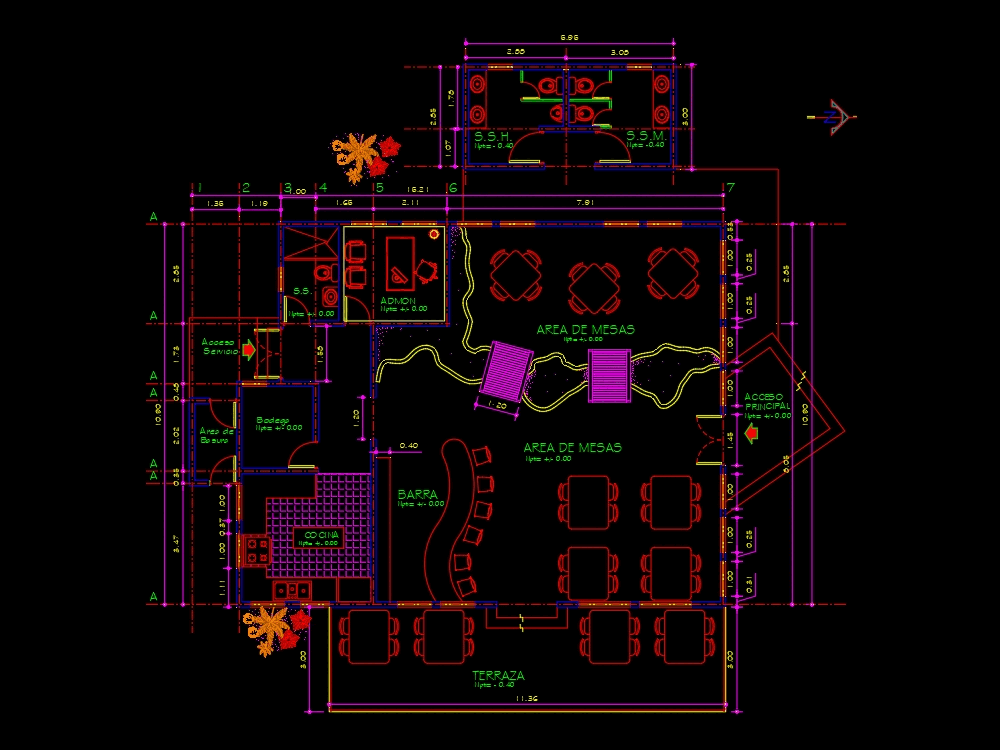 Bar Restaurante En Autocad Descargar Cad Gratis 30807 Kb Bibliocad 4905