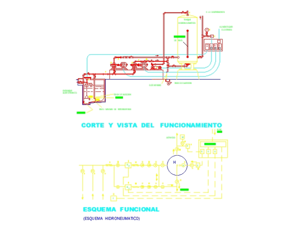 Pumping hydropneumatic system in 2d in AutoCAD | CAD (286 ... boiler pump wiring diagram 