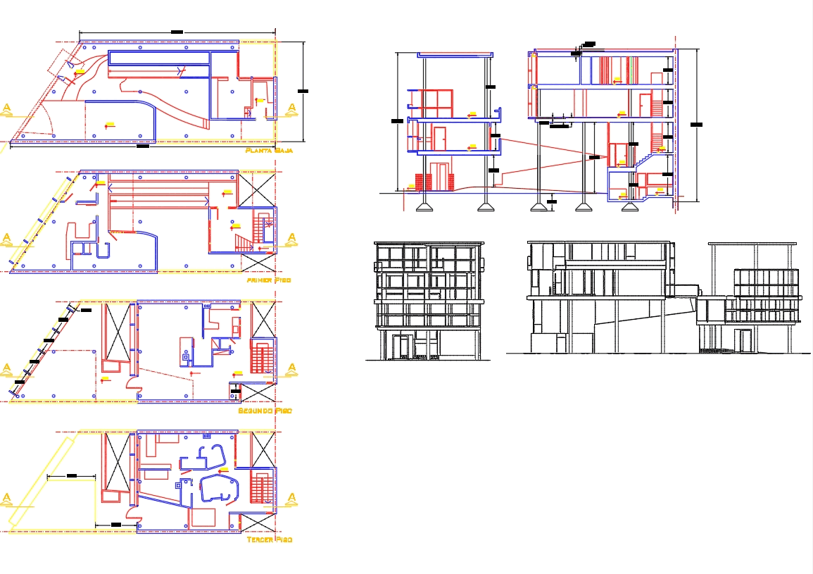 Top view plans - curuchet house elevations