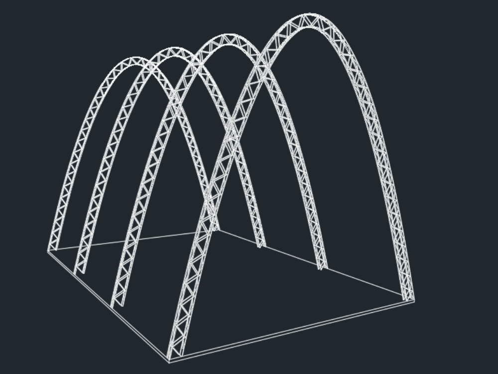 arcs paraboliques métalliques 3d