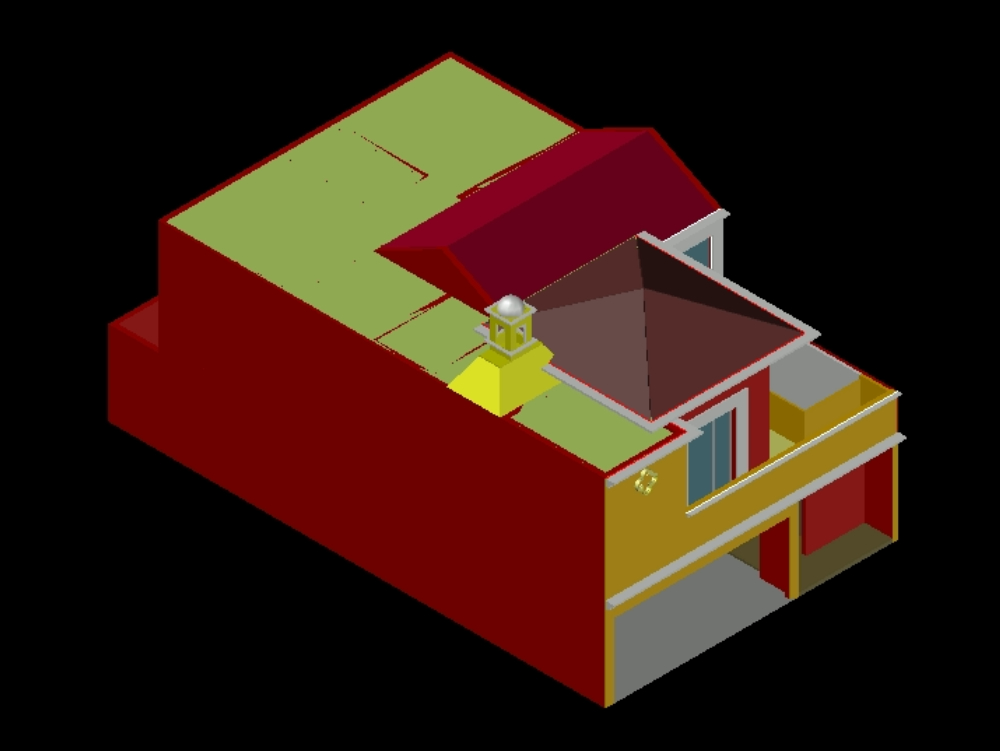 Single-family house with 2 levels in 3d.