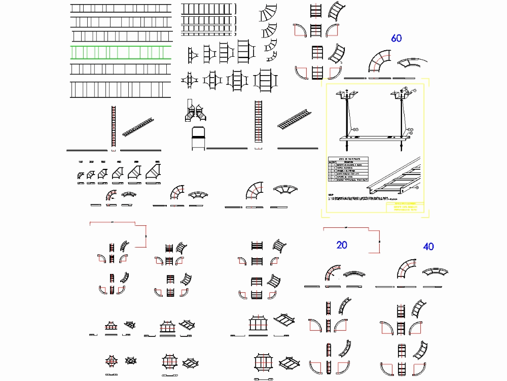 Trays portcables Blocks 3D