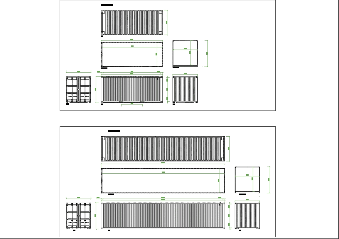 Containers 20 and 40 ft in AutoCAD | Download CAD free (211.43 KB