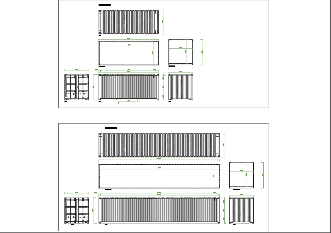 Containers 20 and 40 feet