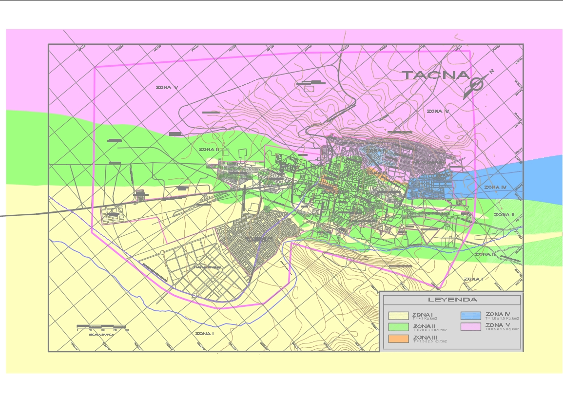 Tacna geotectonic zones map