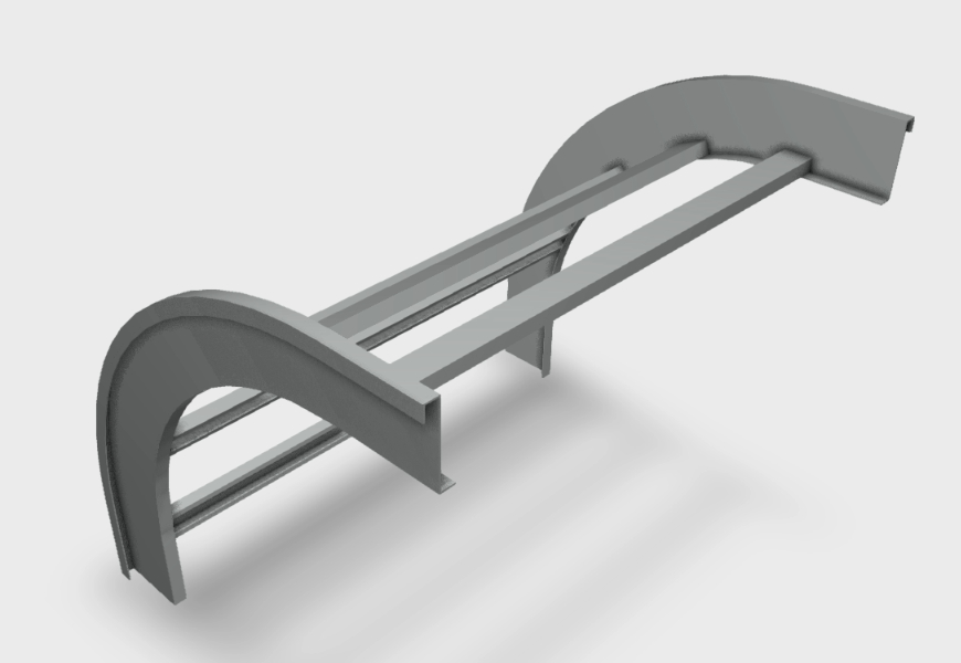 Bandeja Portacable - curva vertical interior 90°; 600 mm de ancho - 3D