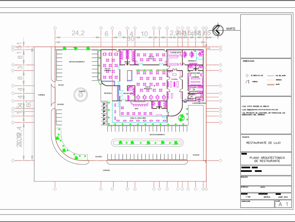 Restaurante de lujo con bar para 250 personas (525.97 KB) | Bibliocad
