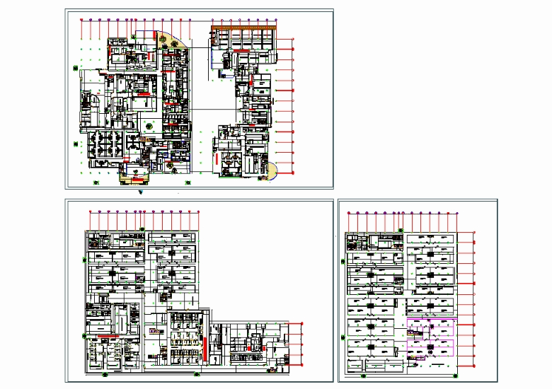 Type iv / hôpital / type d'hôpital iv; Rez-de-chaussée; 1er étage; 2ème étage; délimité.