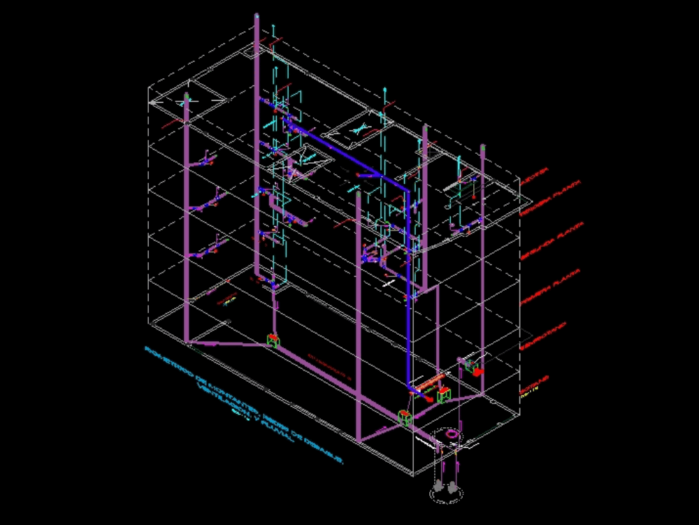 Isometric system drain all building in AutoCAD | CAD (517.89 KB