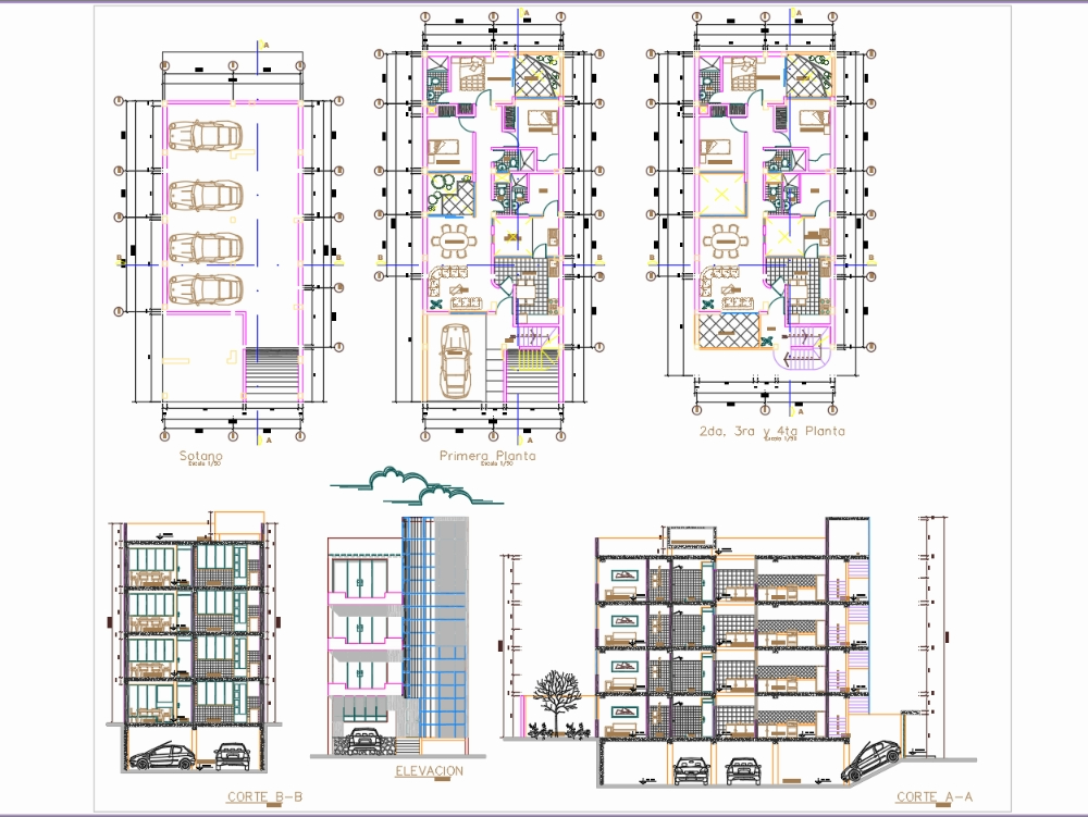 Edificio de vivienda multifamiliar de 5 niveles
