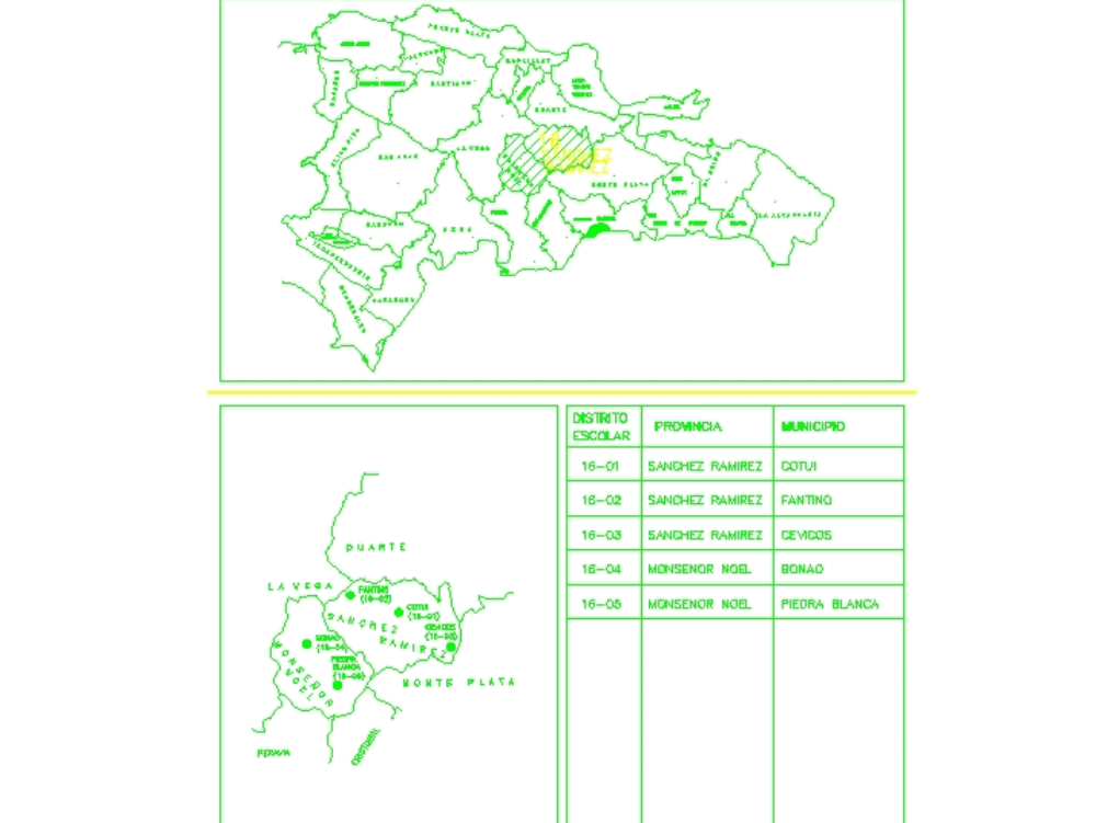 Cotui Dominican Republic Map Map Cotui - Dominican Republic In Autocad | Cad (113.33 Kb) | Bibliocad