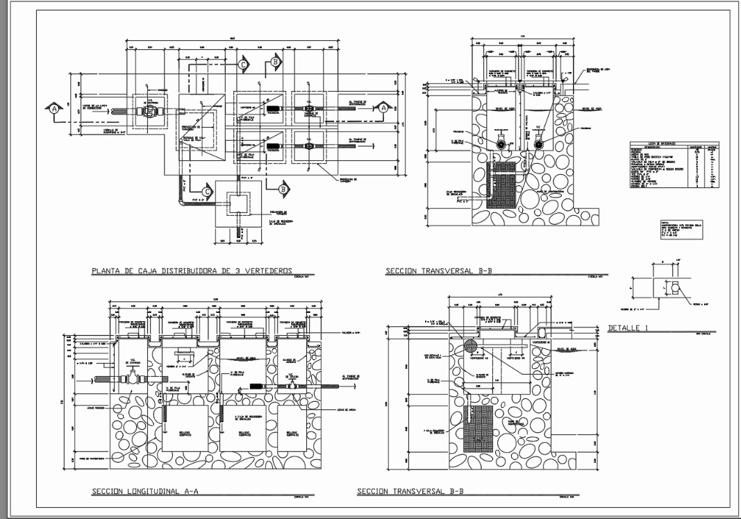 Concrete distribution box for 3 valves