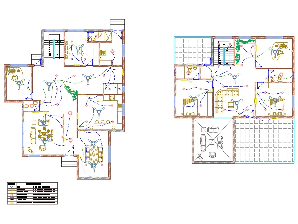 Electrical layout of a villa in AutoCAD | CAD (877.25 KB) | Bibliocad