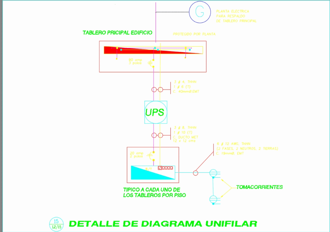 Diagrama unifilar respaldo ups en AutoCAD | CAD ( KB) | Bibliocad