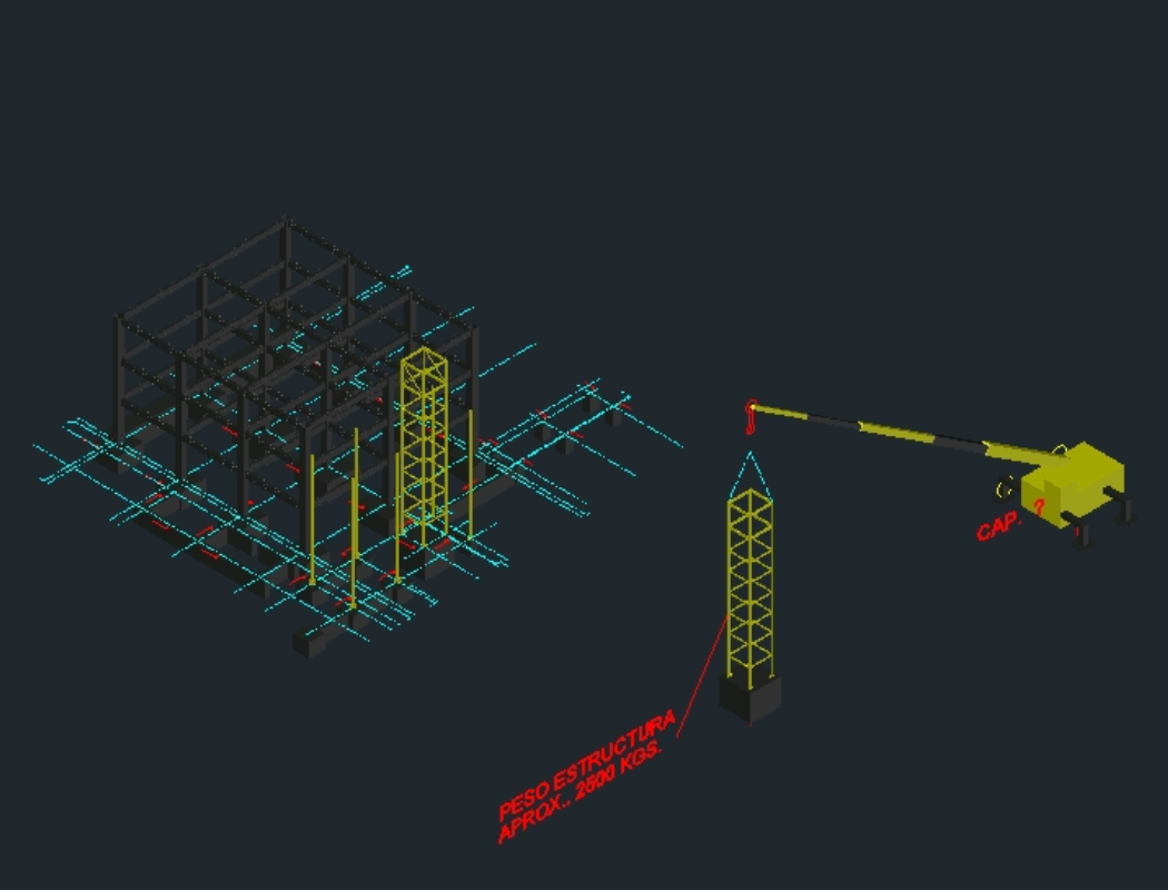 Montaje estructura  de ascensor  3D
