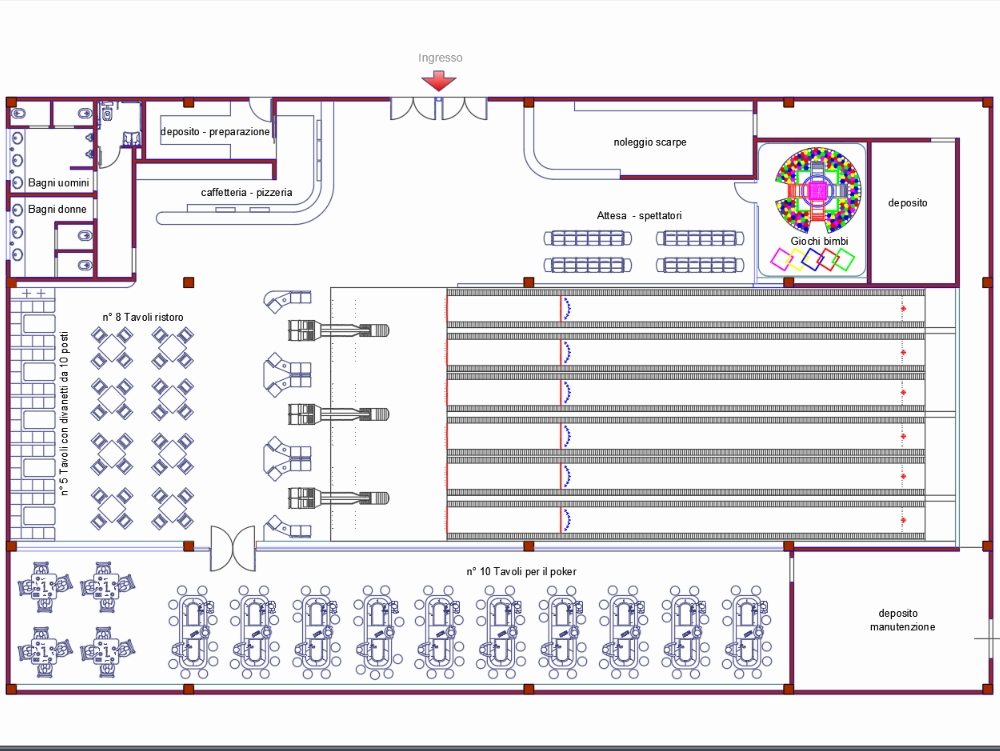 Boliche; Sala de jogos em AutoCAD