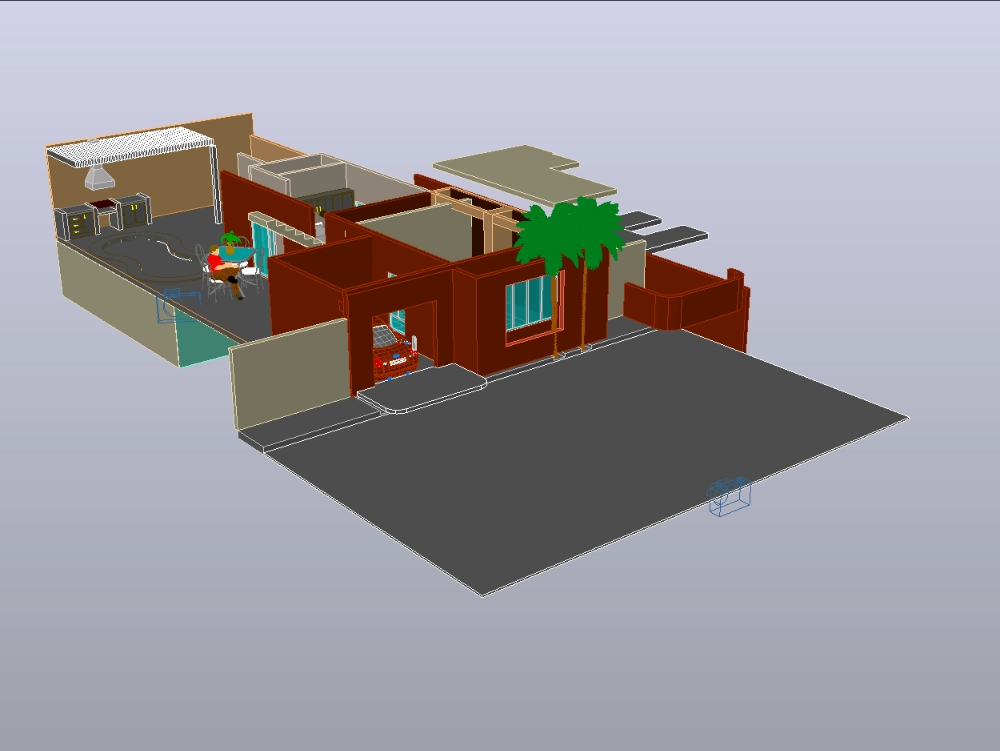 House with pool 3d