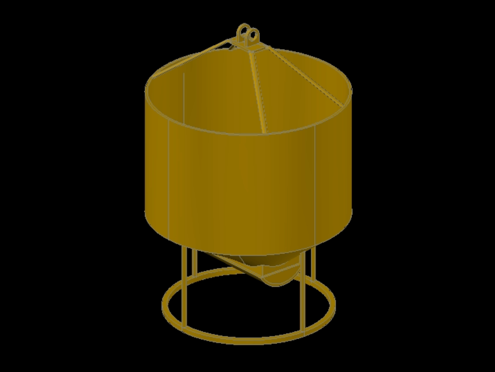 Bucket for concrete in 3d.