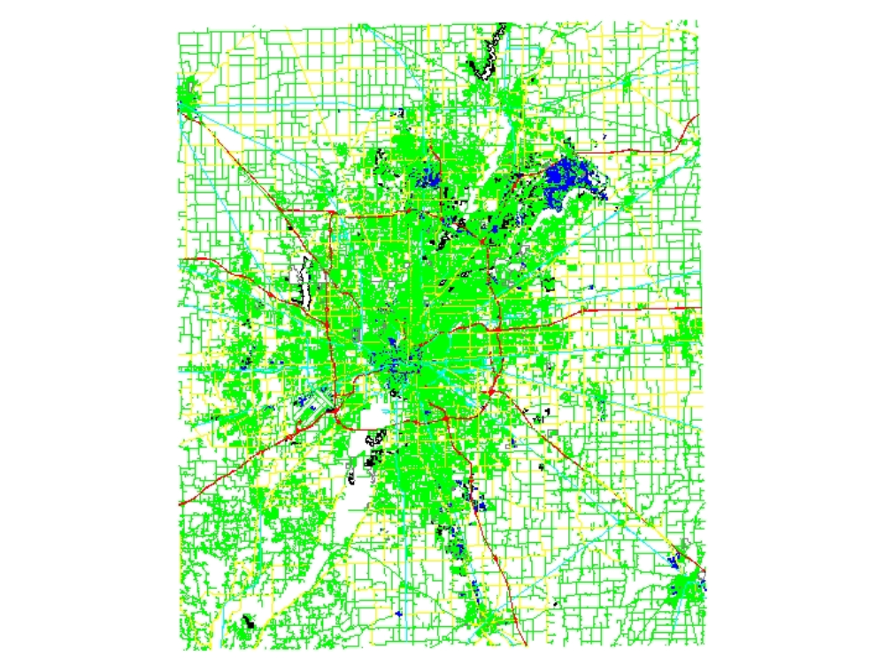 Carte urbaine d'Indianapolis - Etats-Unis.