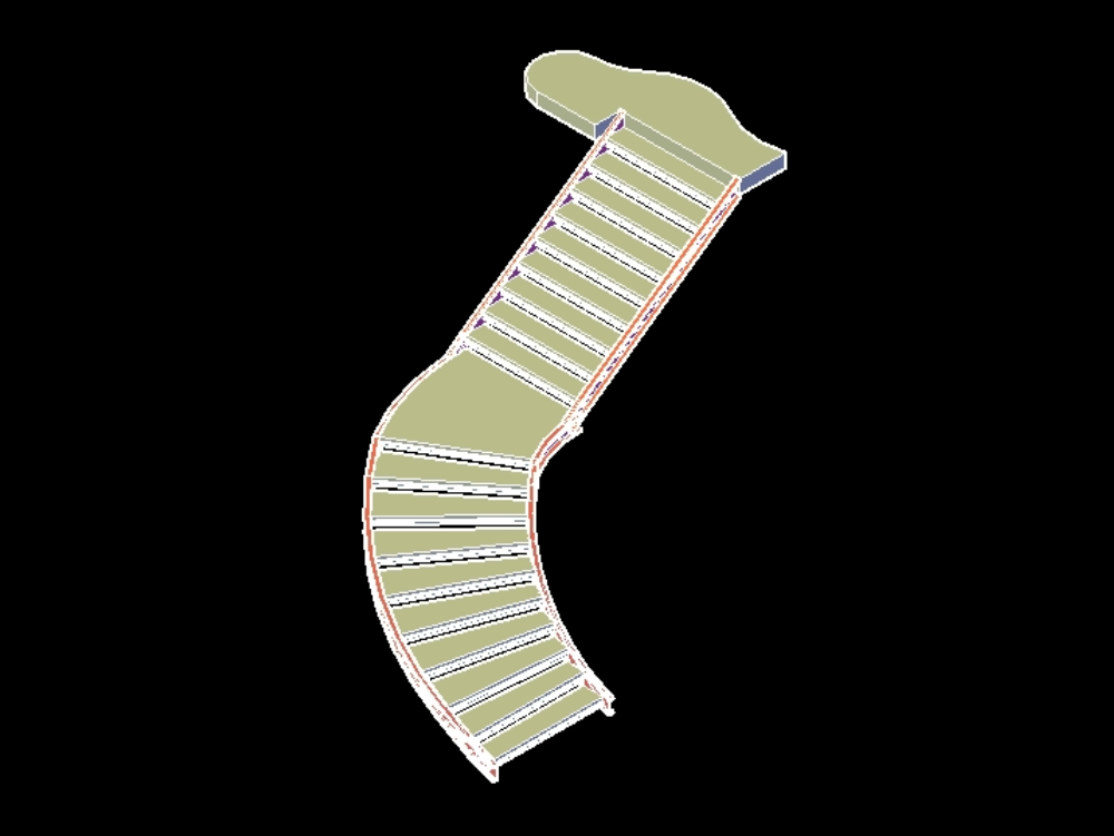 Staircase with semi curve in 3d.