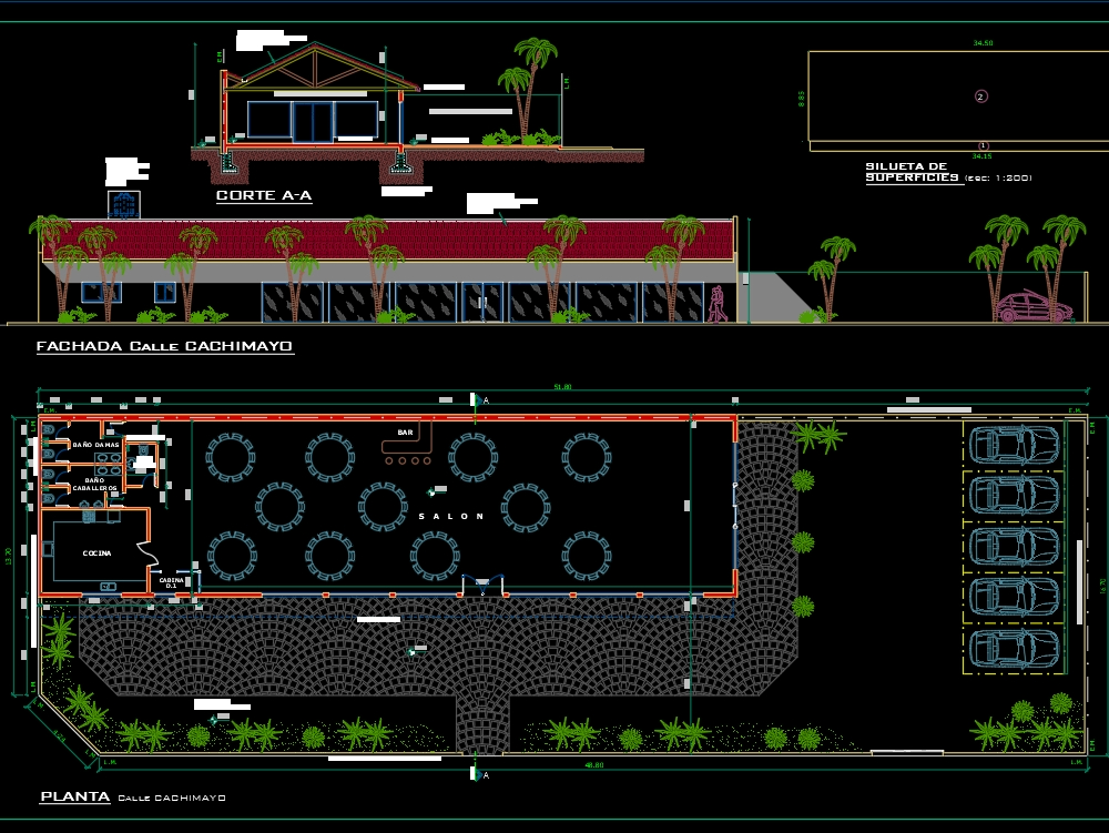 Salão de festas em AutoCAD, Baixar CAD Grátis (4.78 MB)