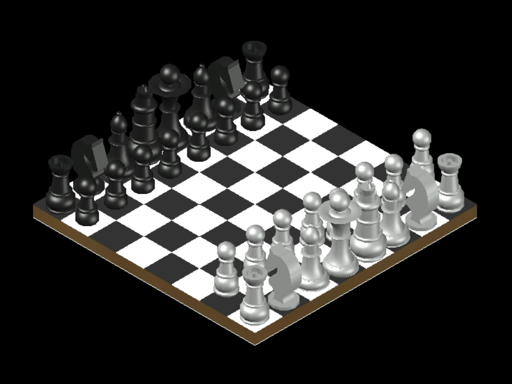 Tabuleiro de xadrez 3D.