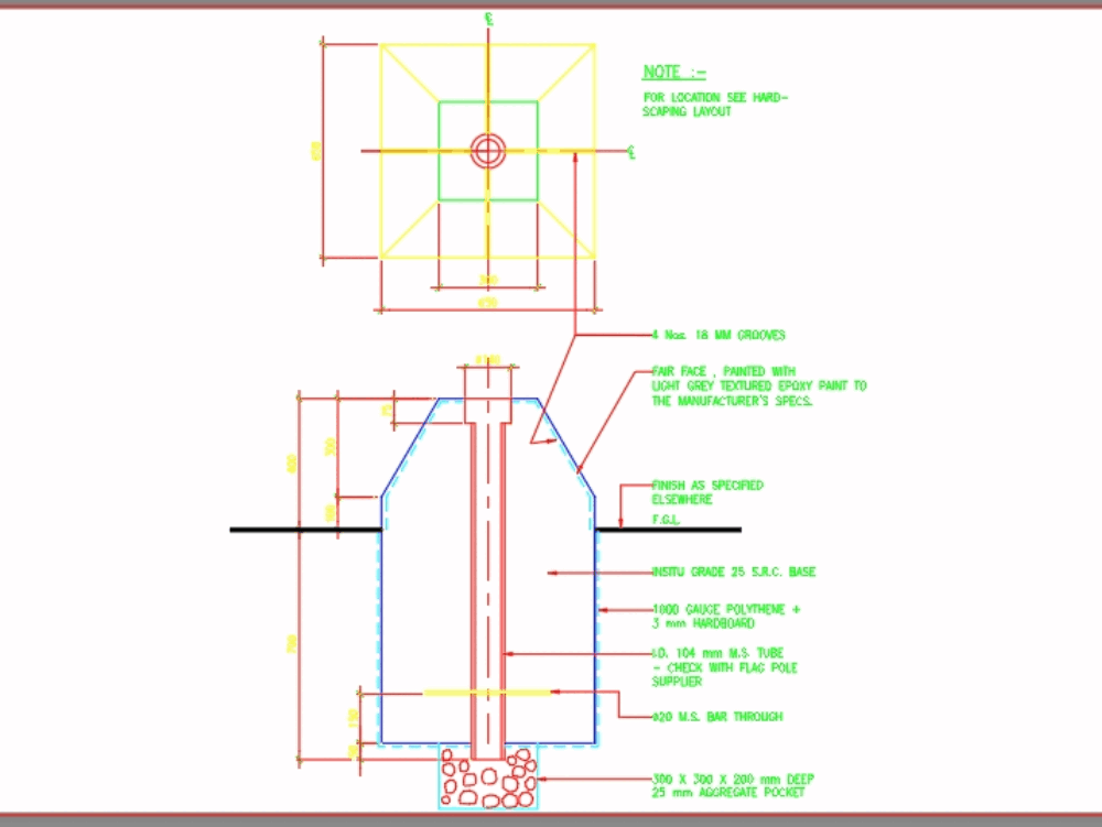 Flag pole details in AutoCAD | CAD download (34.75 KB) | Bibliocad