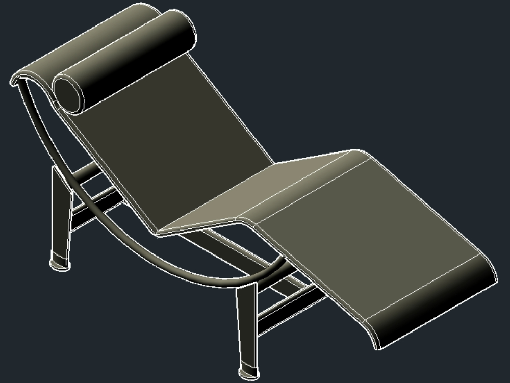 Armchair lc4 chaise longue 3d