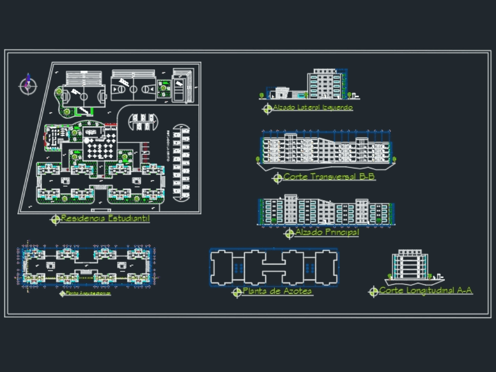 Student hostel in AutoCAD | CAD download (2.67 MB) | Bibliocad