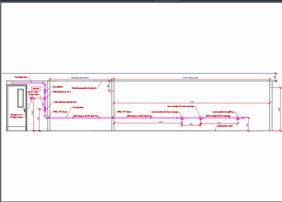 Kitchen lpg piping elevation in AutoCAD | CAD (118.76 KB ... piping diagram symbols pictures 