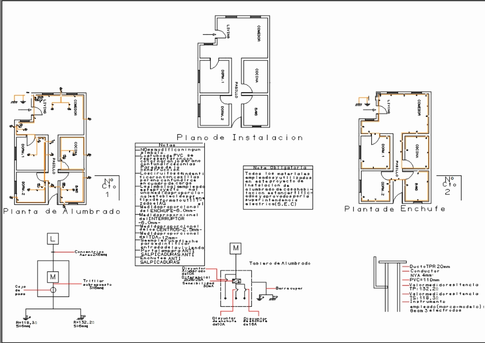 Residential house electrical installation plan