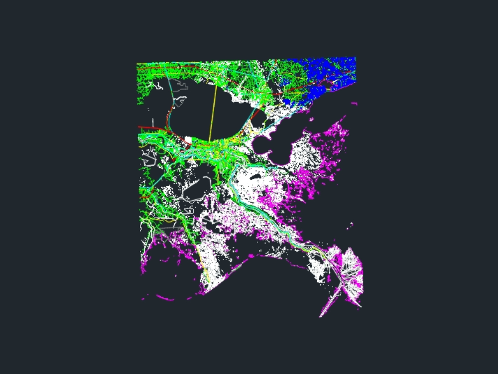 Mapa urbano de Nova Orleães; EUA.