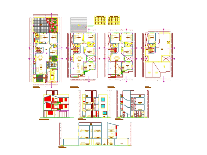 Three Story House In Autocad 