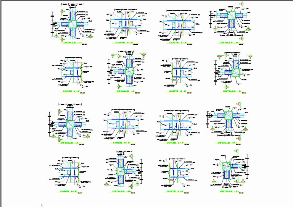 block cad list of columns Connection of beams to steel Bibliocad