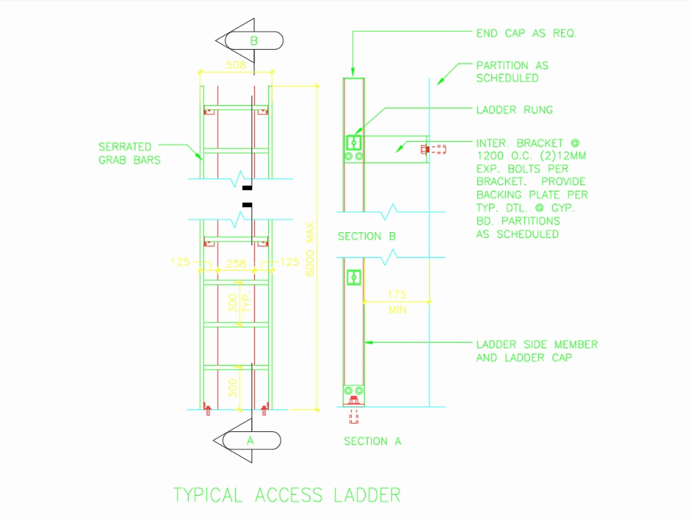 Access ladder in AutoCAD | Download CAD free (122.96 KB) | Bibliocad