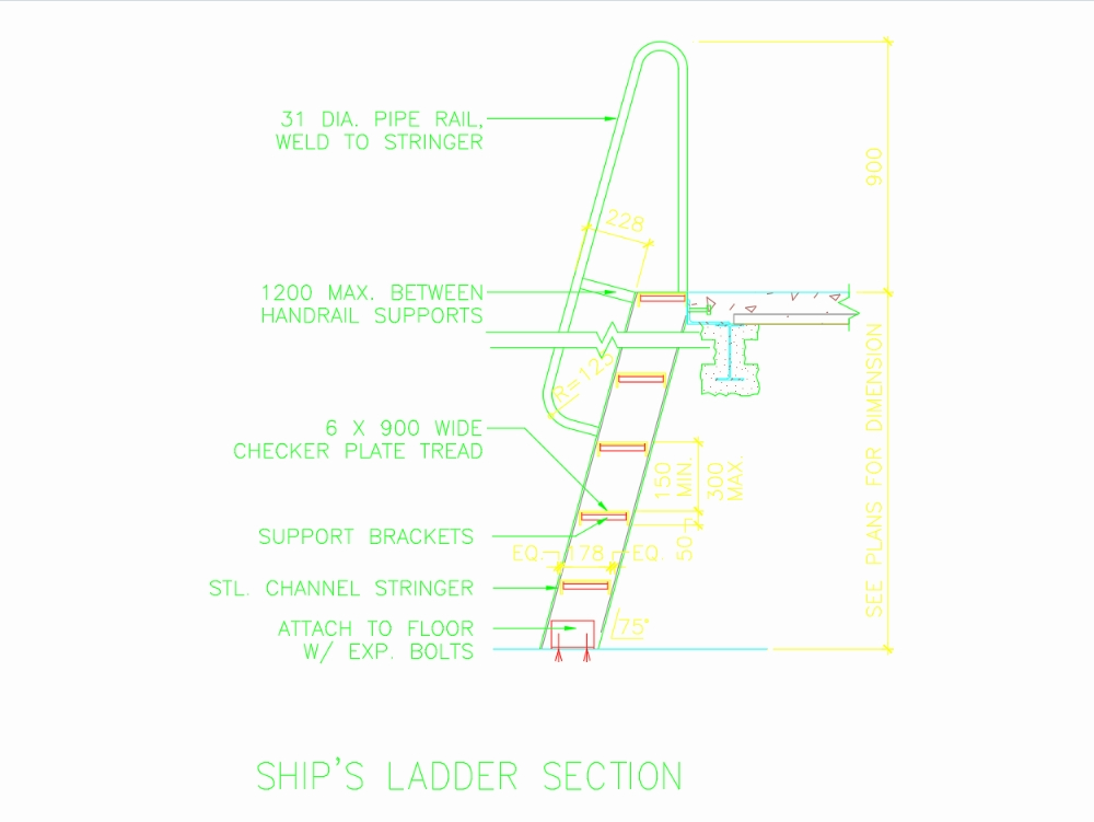 Boat access ladder
