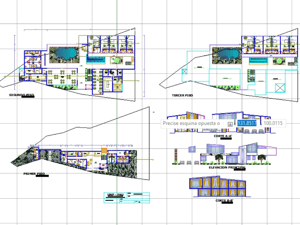 Hotel de playa en AutoCAD | Descargar CAD gratis (2.21 MB) | Bibliocad