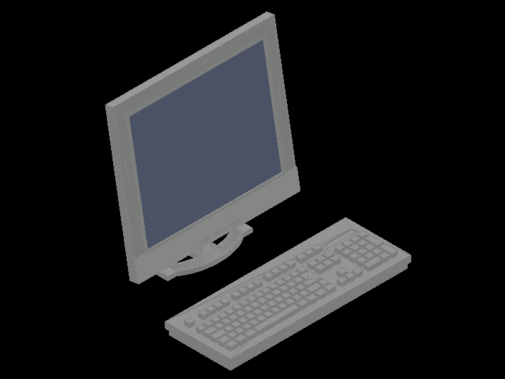 monitor com teclado em 3d