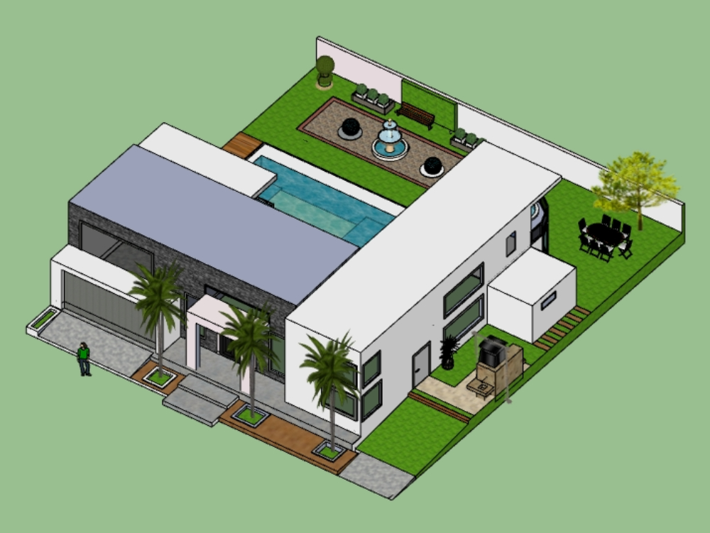 Modelagem em 3d; habitação minimalista