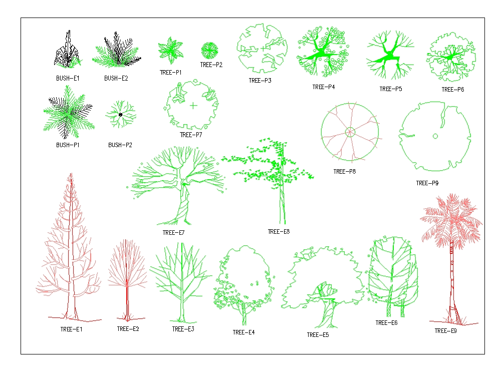 Trees elevation trees blocks in AutoCAD CAD 187 4 KB 