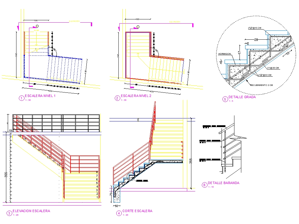 Escada de um lance. em AutoCAD, Baixar CAD (93.88 KB)