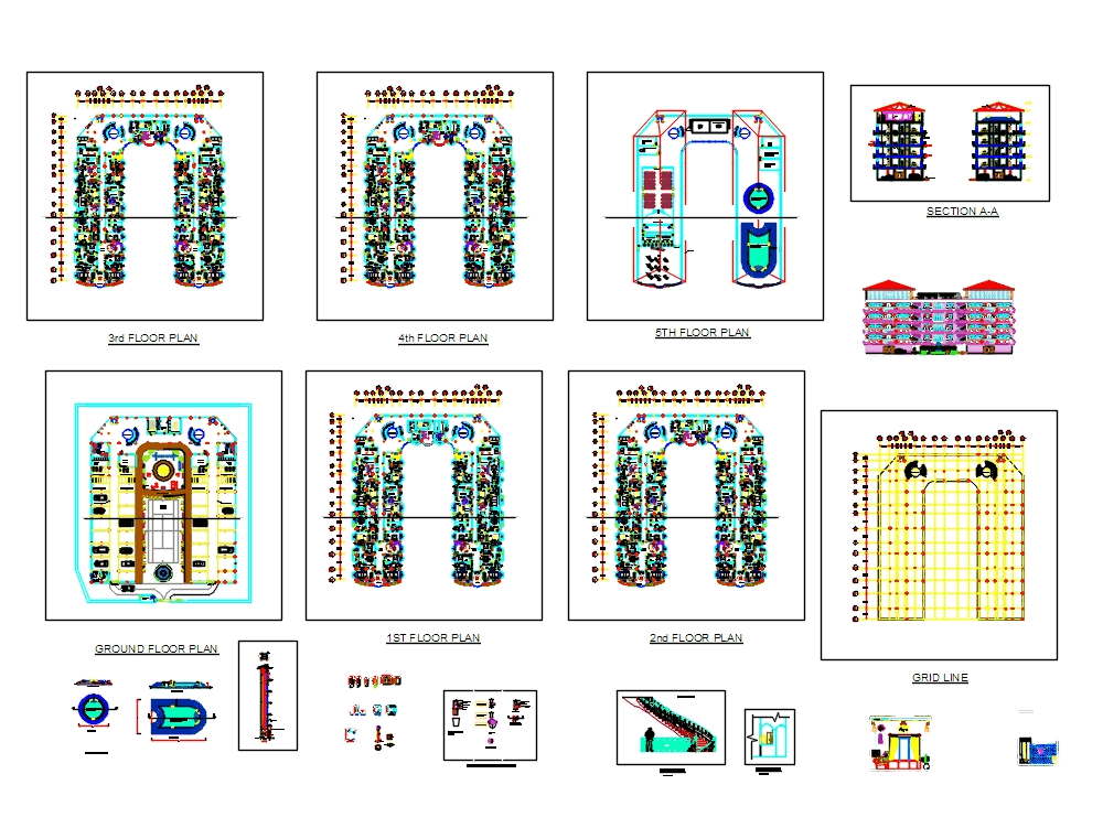 Luxury apartment 22 floors in AutoCAD  Download CAD free (22.22 MB