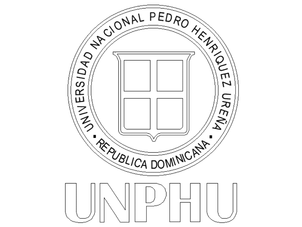 Logo UNPHU university located in Dominican Republic elevation 2d drawing