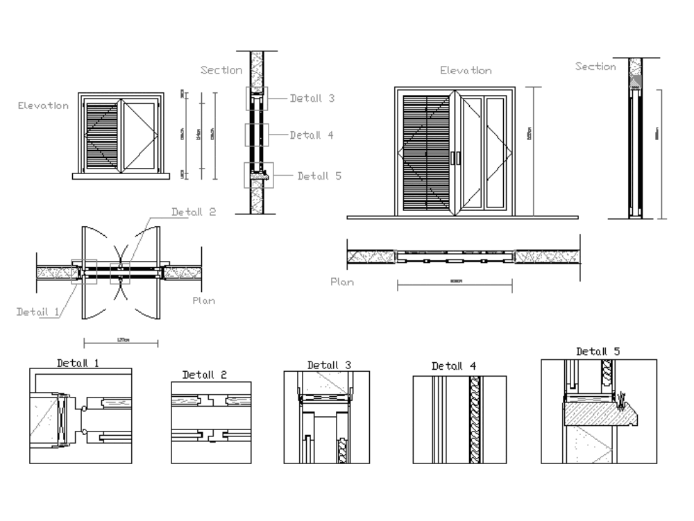 Aberturas - Puertas Ventanas En AutoCAD | CAD (105.65 KB) | Bibliocad