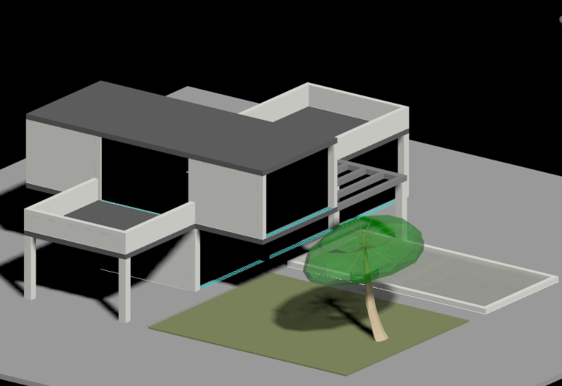 Casa con piscina 3D