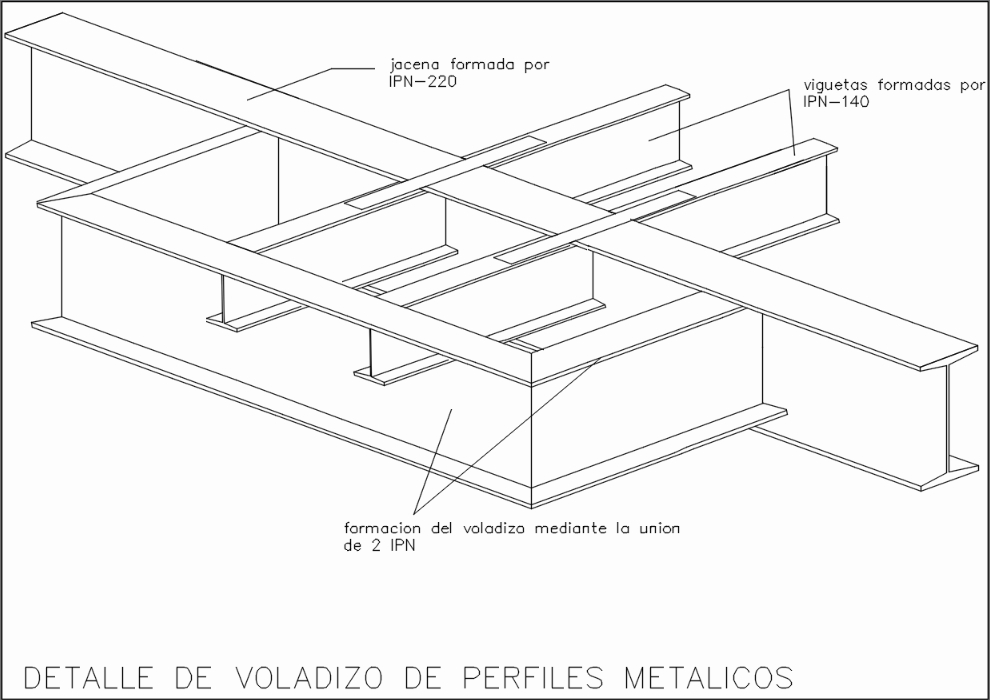 Cantilever detail of metal profiles