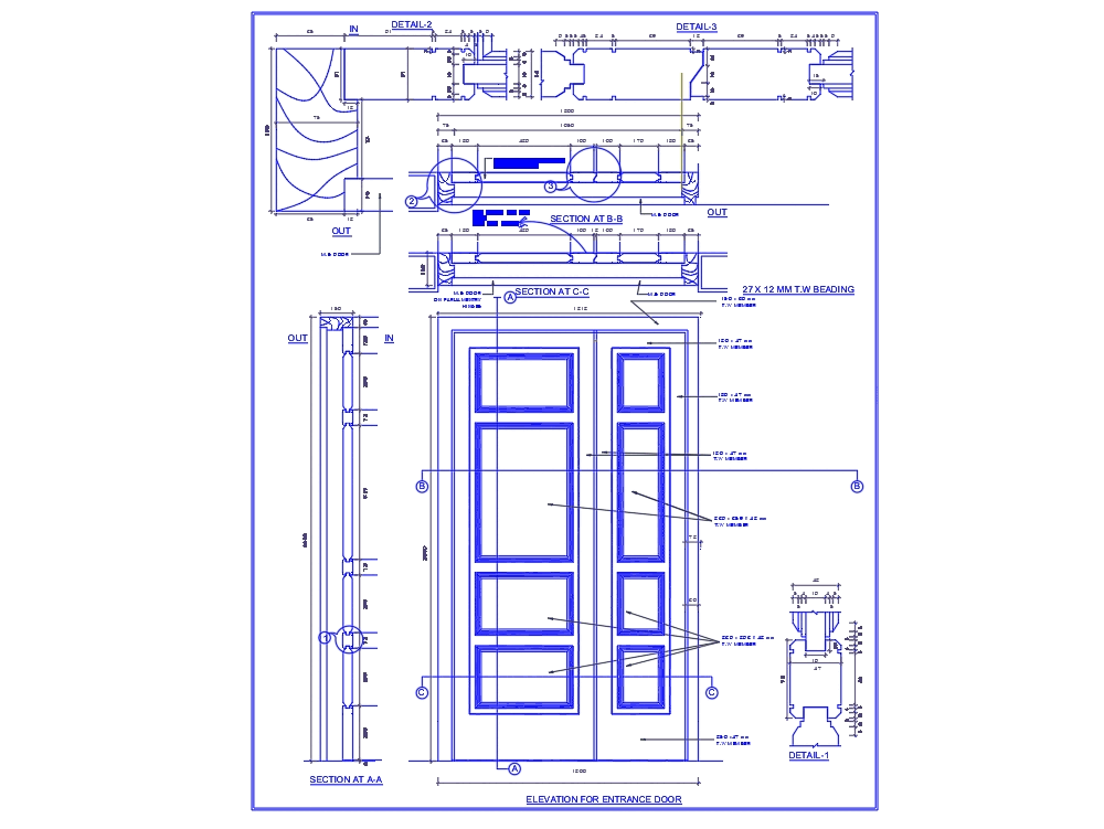 Wooden door detail in AutoCAD CAD download (98.5 KB ...