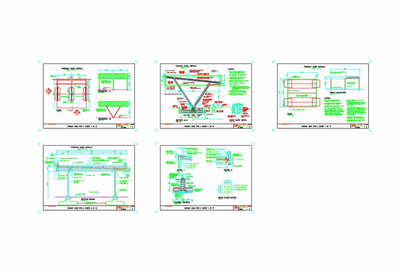 Parking shed in AutoCAD | CAD download (147.31 KB) | Bibliocad