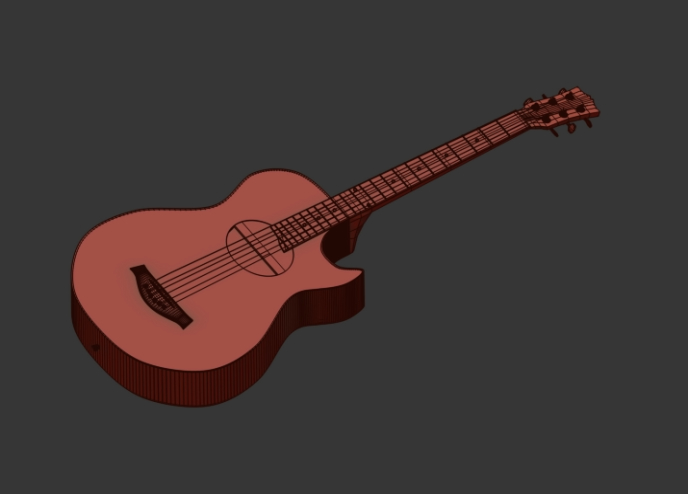 Guitare en coupe 3D