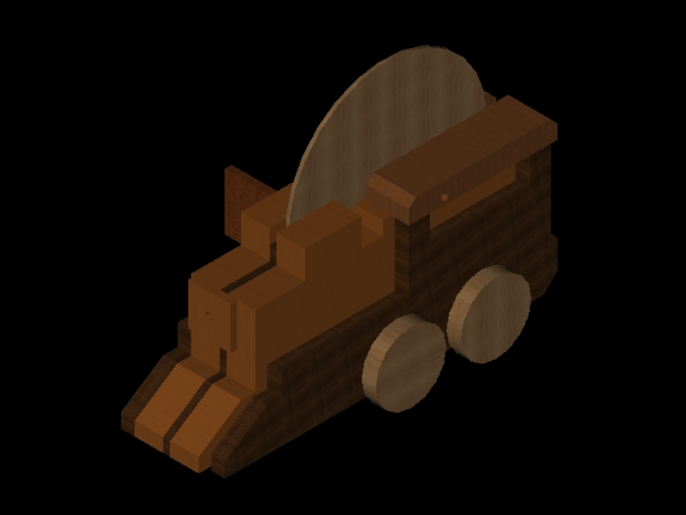 3D-Holzwagen.